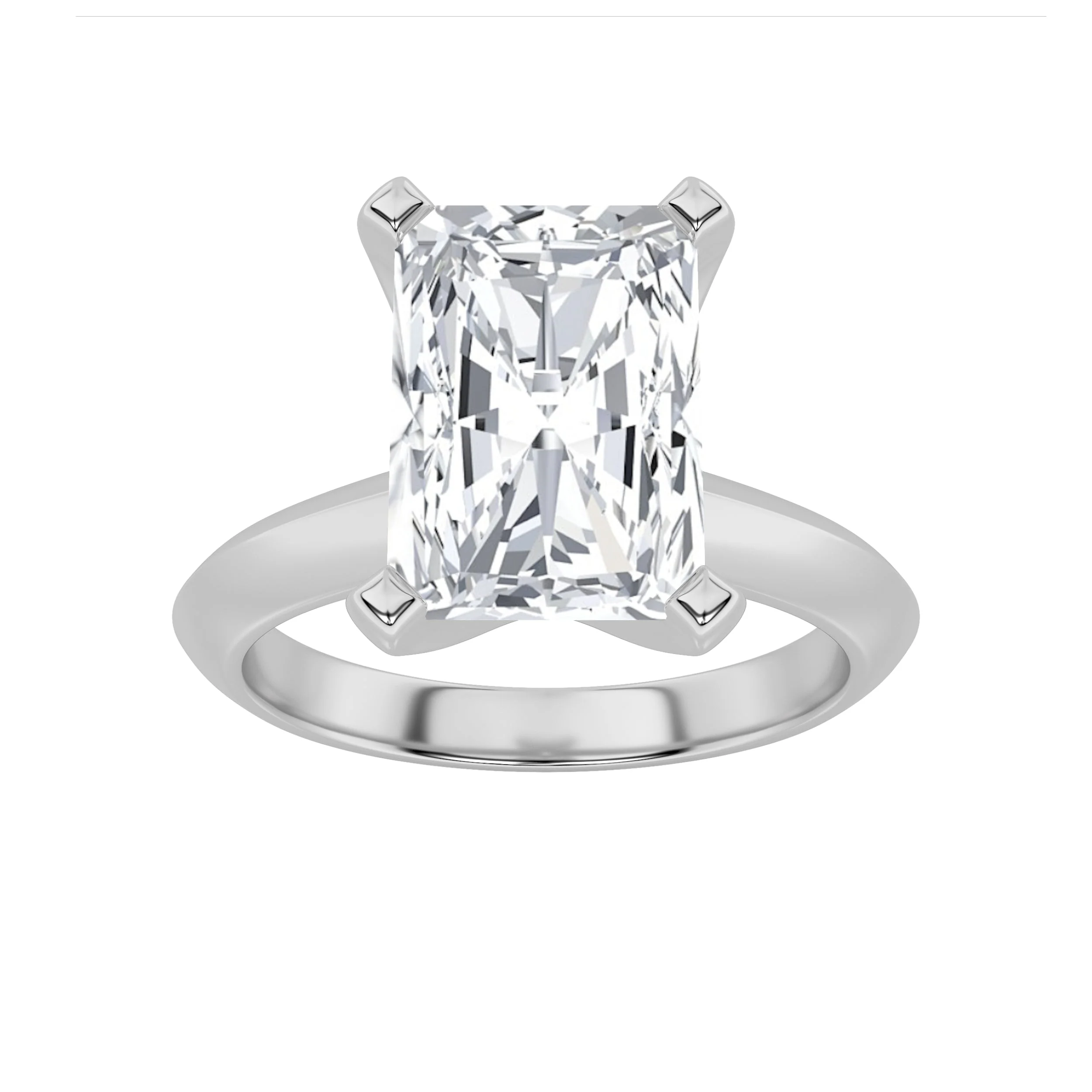 Smart 3Cttw Radiant Shaped Lab Grown Diamond F Knife Edge Shank Solitaire Engagement Ring in 14K Gold Practical