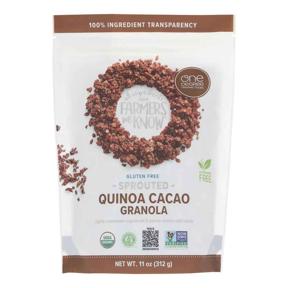 Versatile One Degree Organic Foods Sprouted Quinoa Cacao Granola 11 Oz Fine