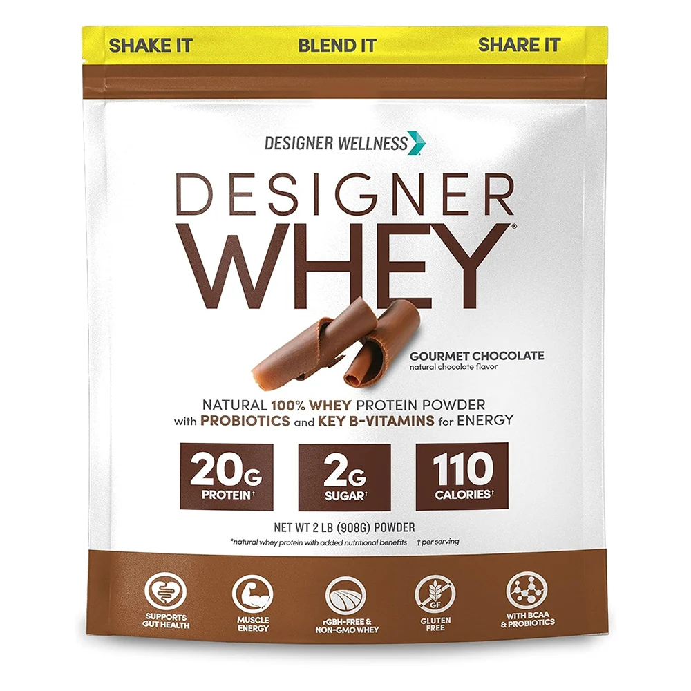 Breathable Designer Whey 100 Percent Natural Protein Powder Chocolate Muscle Recovery and Energy Support Formula 2Lb 908g Eco-Friendly