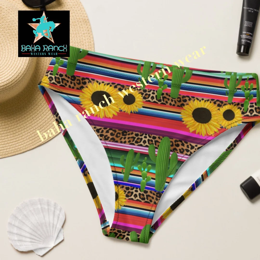 Prestigious Yeehaw Sunflower Serape Cactus Bikini Bottom Premium Material