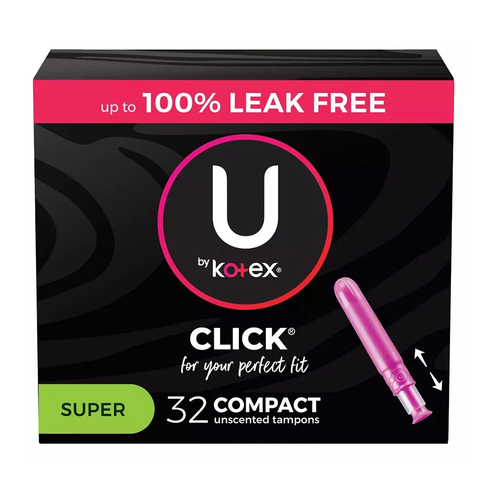 Eco-Friendly U by Kotex Click Compact Unscented Tampons Super 32 Ea Soft