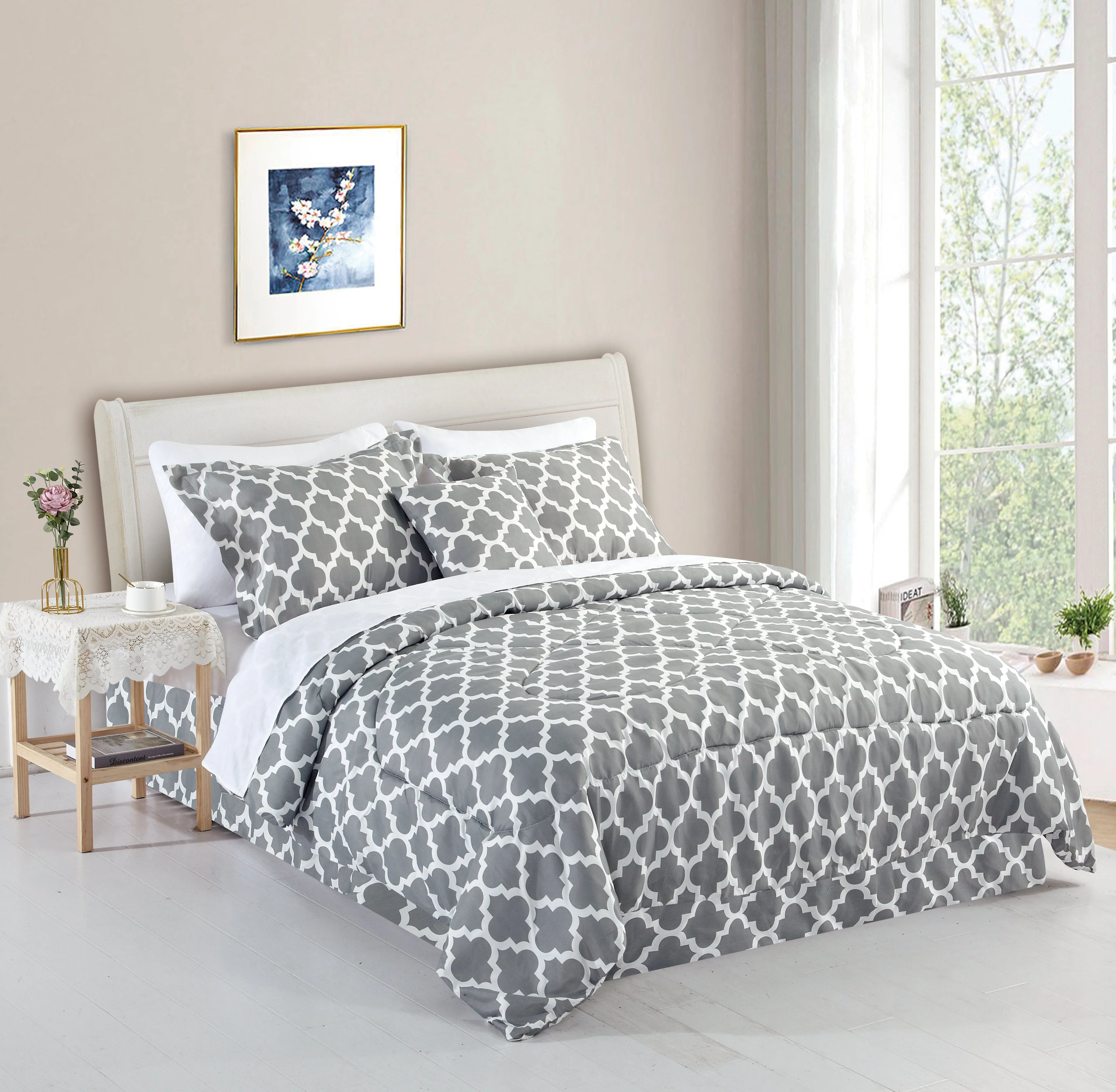 Long-Lasting Bibb Home 5 Piece Comforter Set with Decorative Pillows Genuine