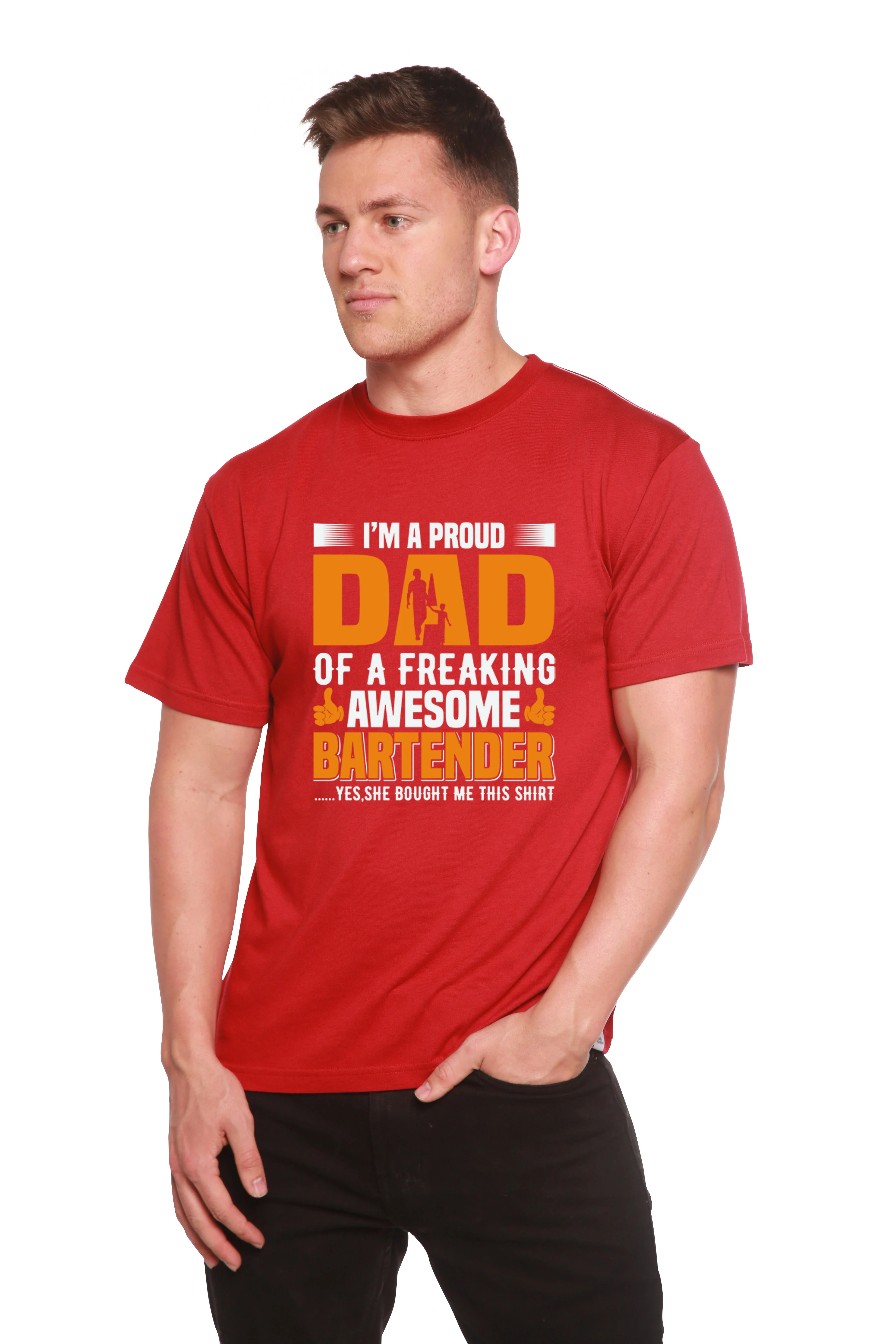 Artisan I'm a Proud Dad Men's Bamboo Viscose Organic Cotton Short Sleeve Graphic T-Shirt Long-Lasting