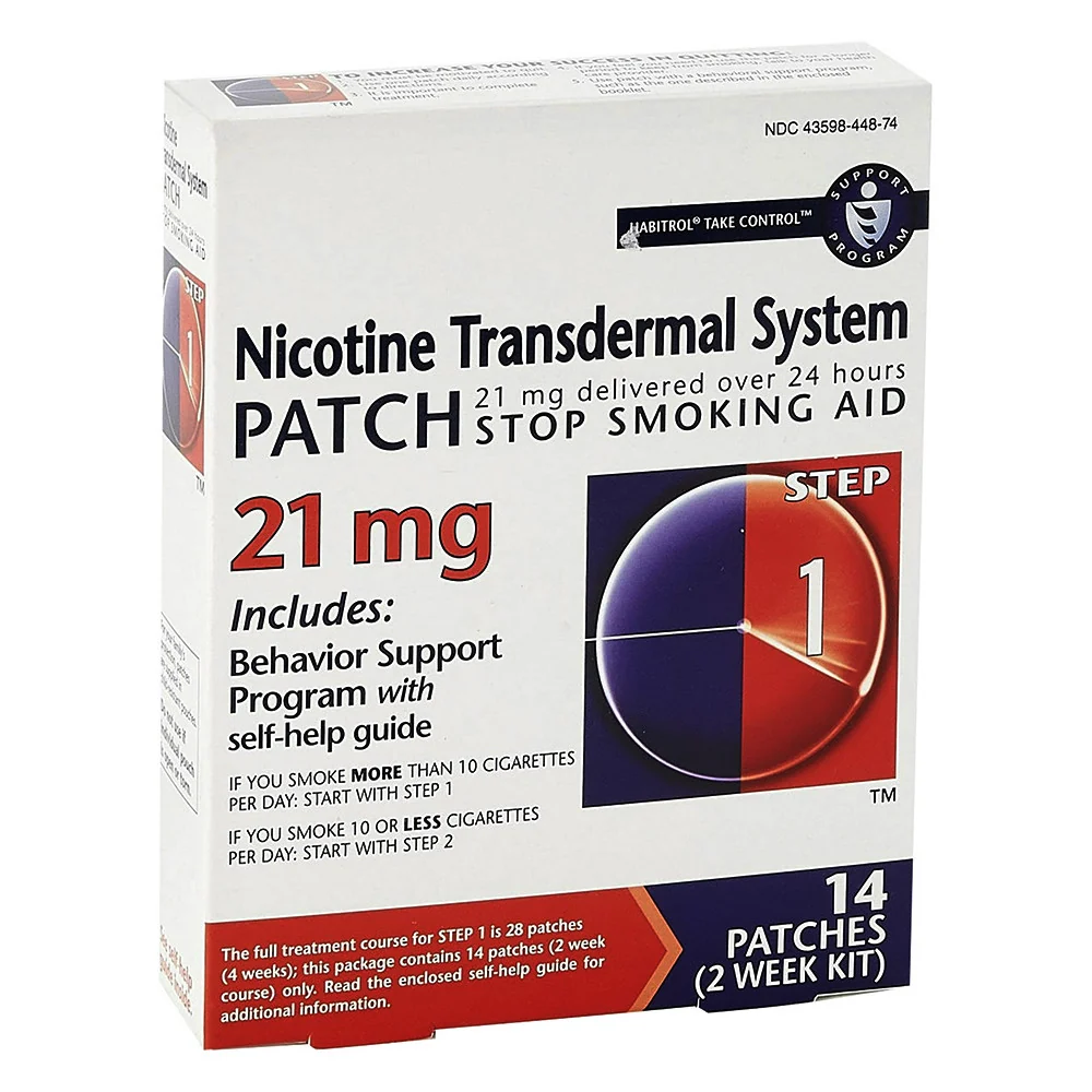 Professional Habitrol Nicotine Step 1 Transdermal System Patch 21 Mg Stop Smoking Aid 14 Ea Flexible