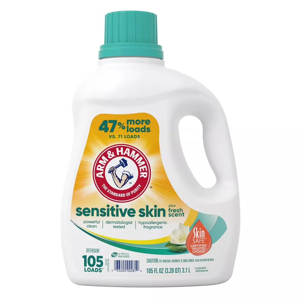 Exclusive Arm and Hammer Sensitive Skin Liquid Detergent Plus Fresh Scent 105 Loads 105Oz 3.1L Elegant