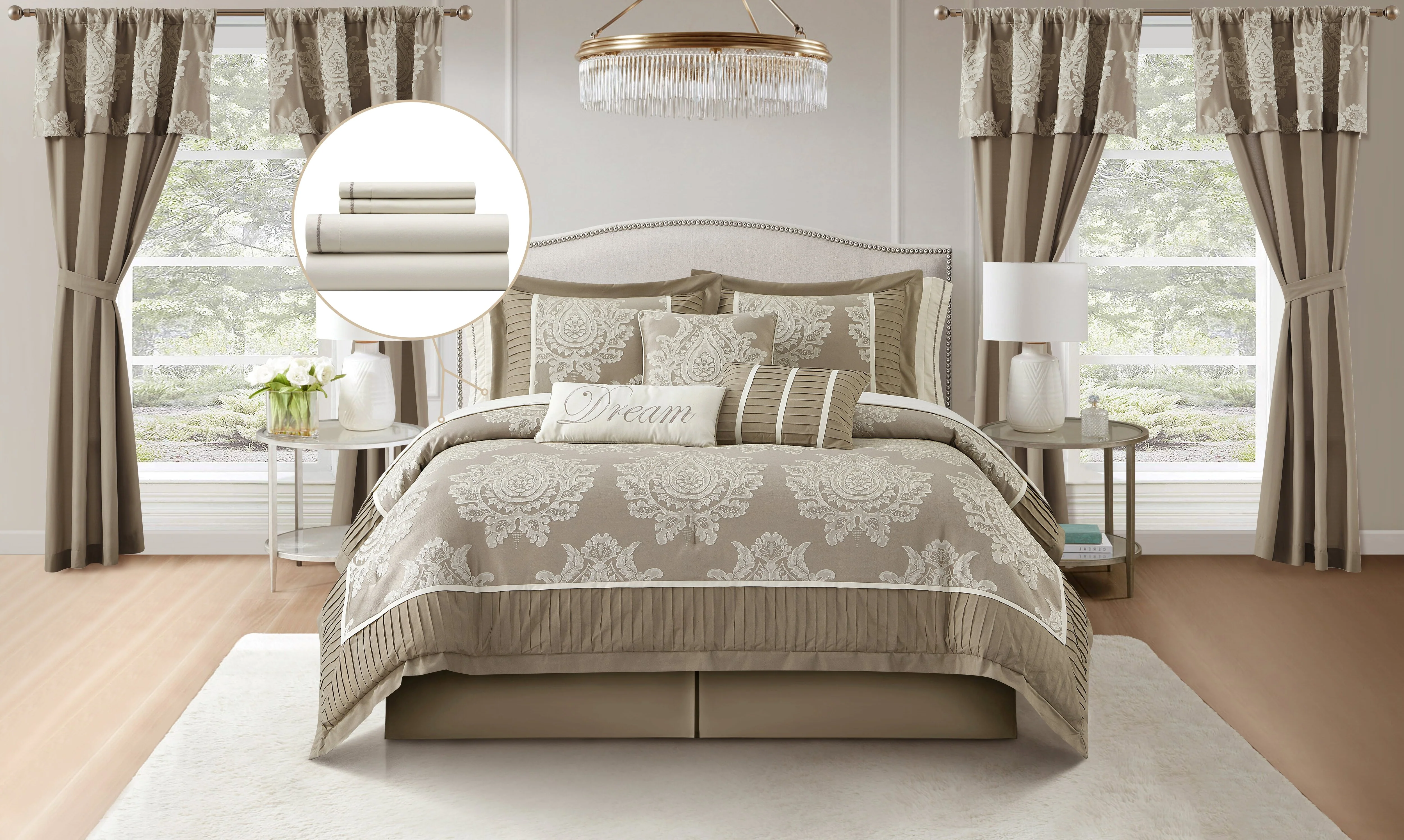 Trendy Nanshing Therese15 Piece Jacquard Comforter Sets Room in A Bag Lightweight