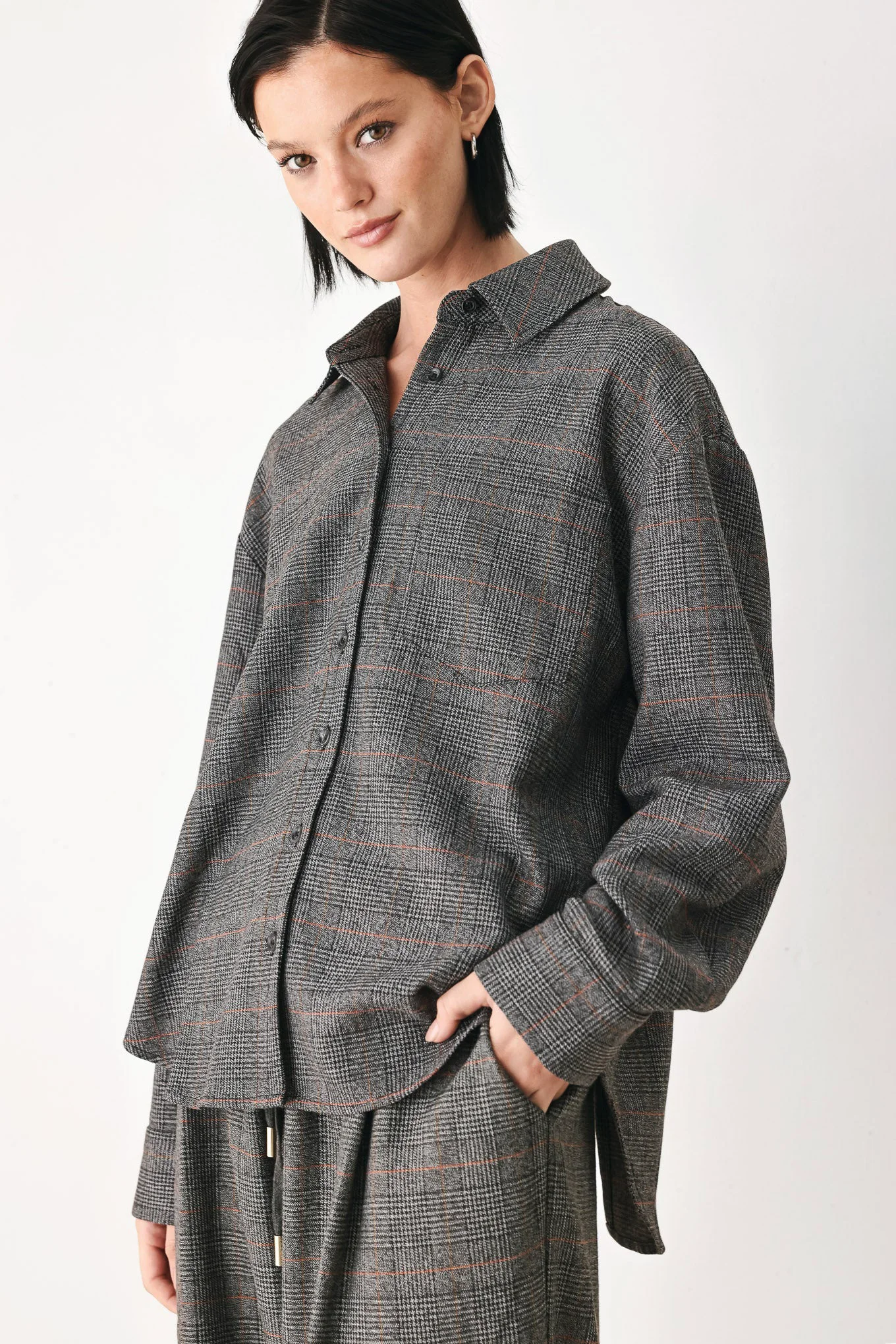 Advanced Off the Clock Plaid Button Down Top Premium