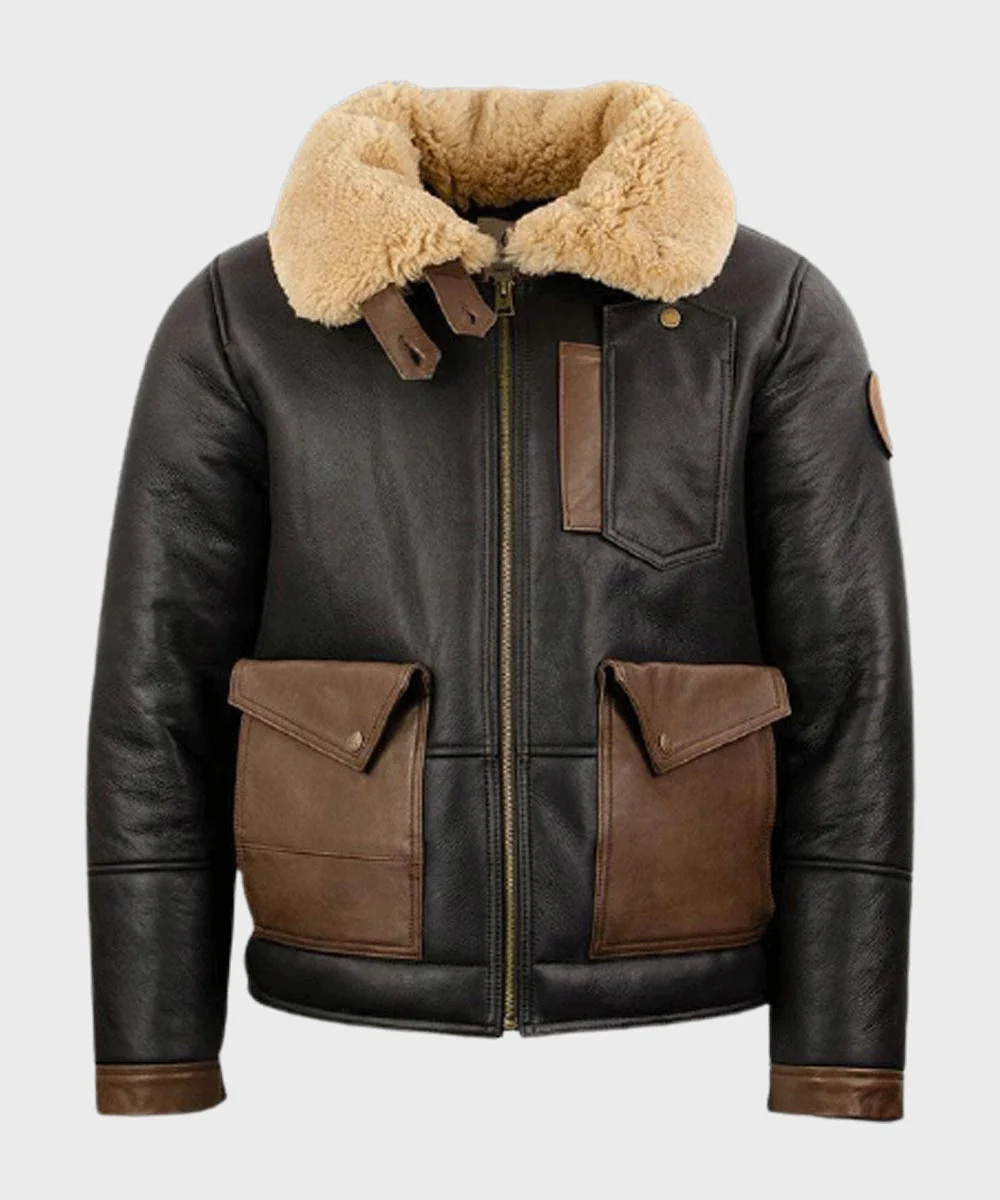 Expertly Made Men s Shearling Black B3 Bomber Jacket Advanced