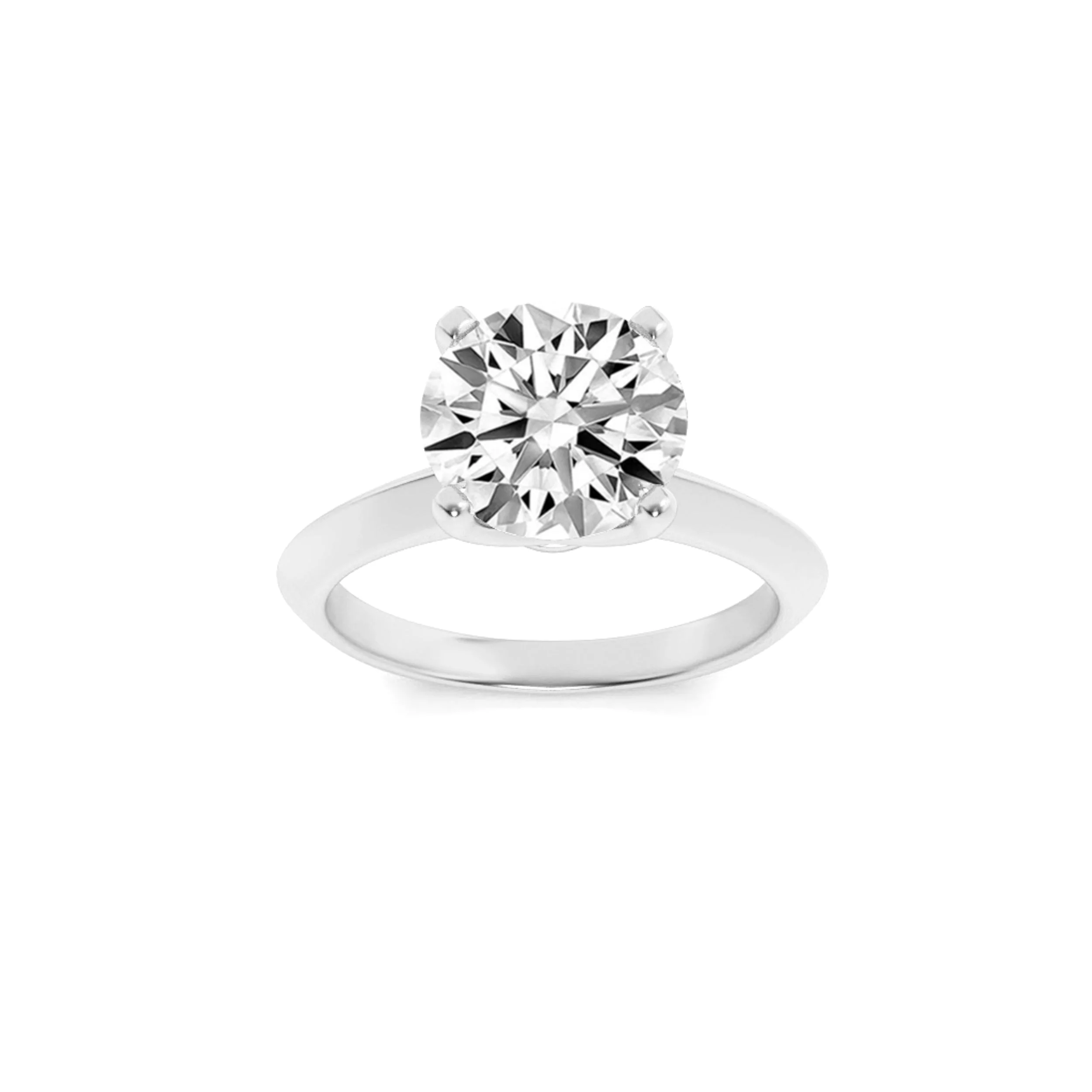 Superior 3Cttw Round Shaped Lab Grown Diamond F Knife Edge Shank Solitaire Engagement Ring in 14K Gold Functional