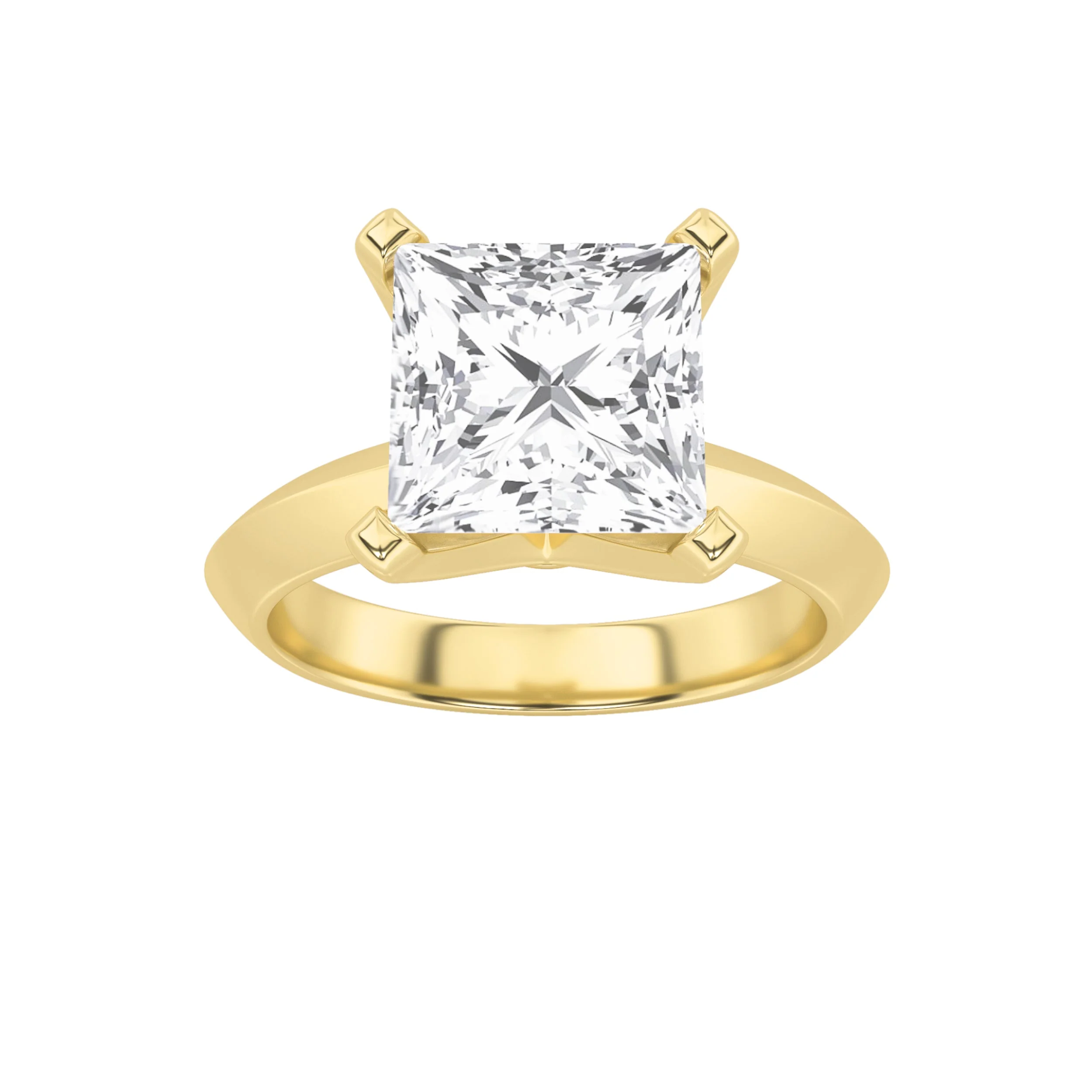 Certified 1Cttw Princess Shaped Lab Grown Diamond F Knife Edge Shank Solitaire Engagement Ring in 14K Gold Secure