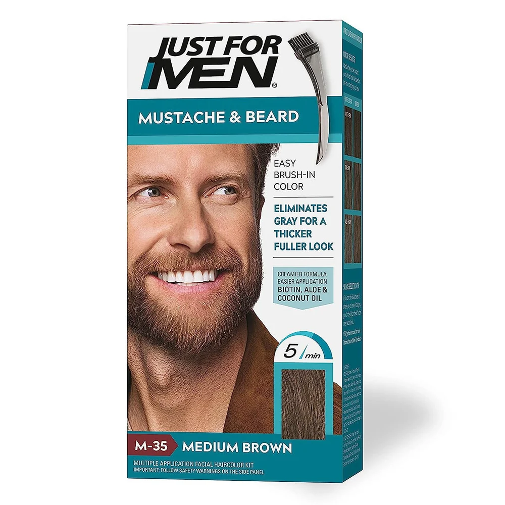 Specialty Just For Men Brush-In Mustache Beard And Sideburns Medium Brown Kit Smooth
