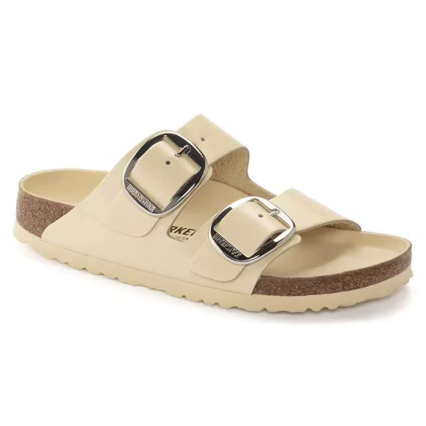 Consistent Birkenstock Arizona Big Buckle Natural Leather Patent High Shine Butter Sustainable