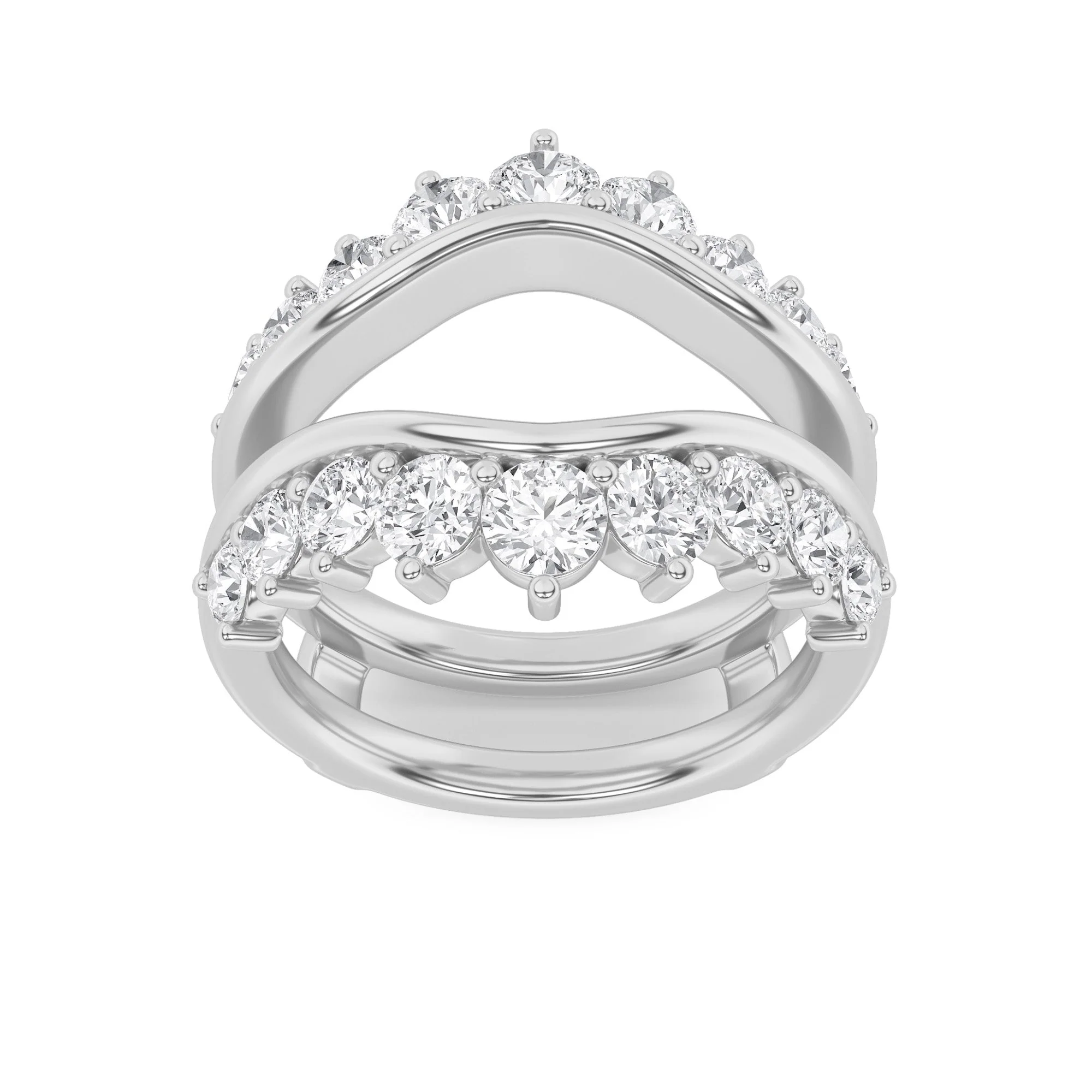 Eco-Friendly 2Cttw Round Shaped Lab Grown Diamond F Insert Jacket Ring in 14K Gold Solid
