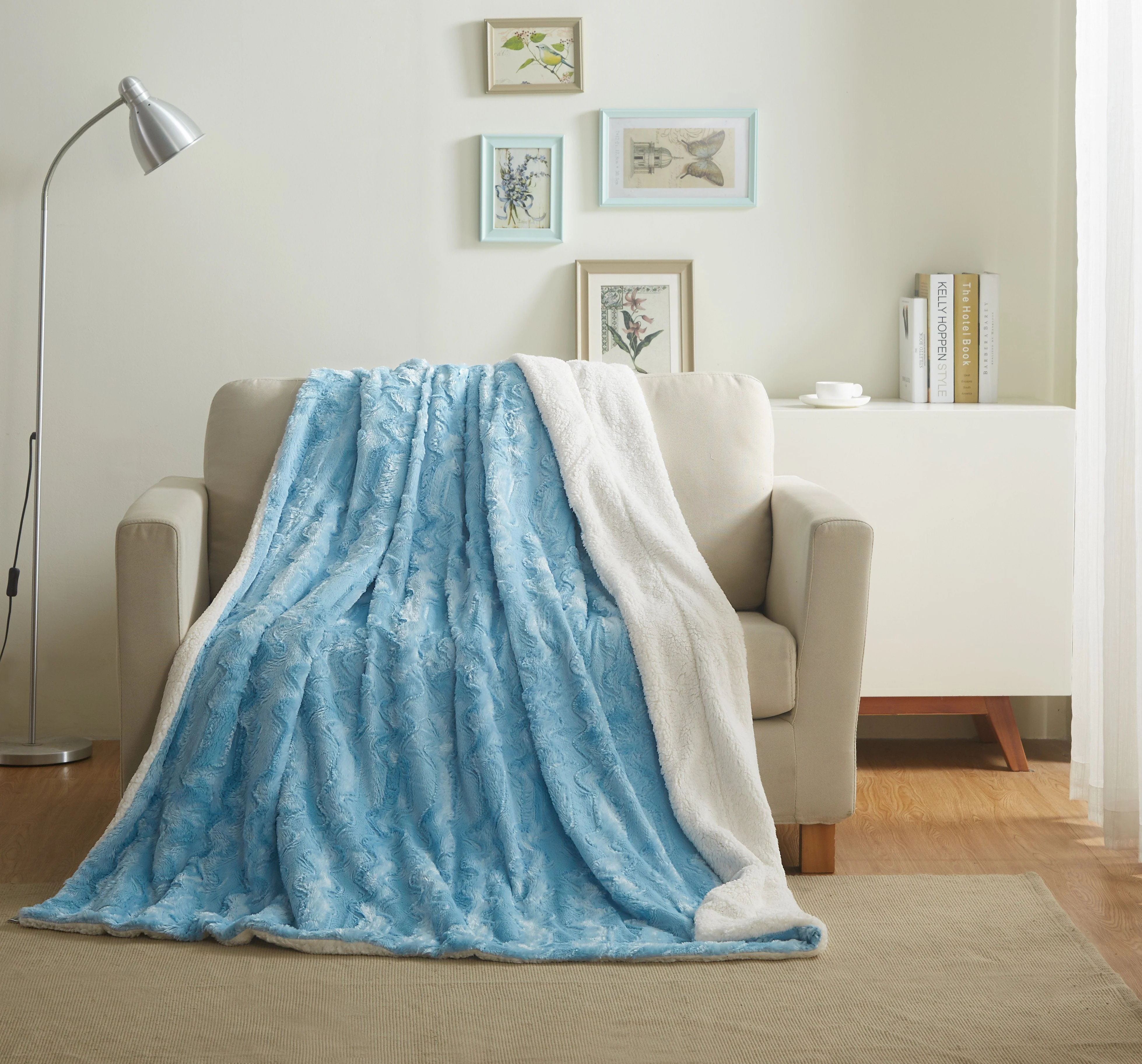User-Friendly Tache Faux Fur Blue Sky Soft Throw Blanket 8 High-Grade