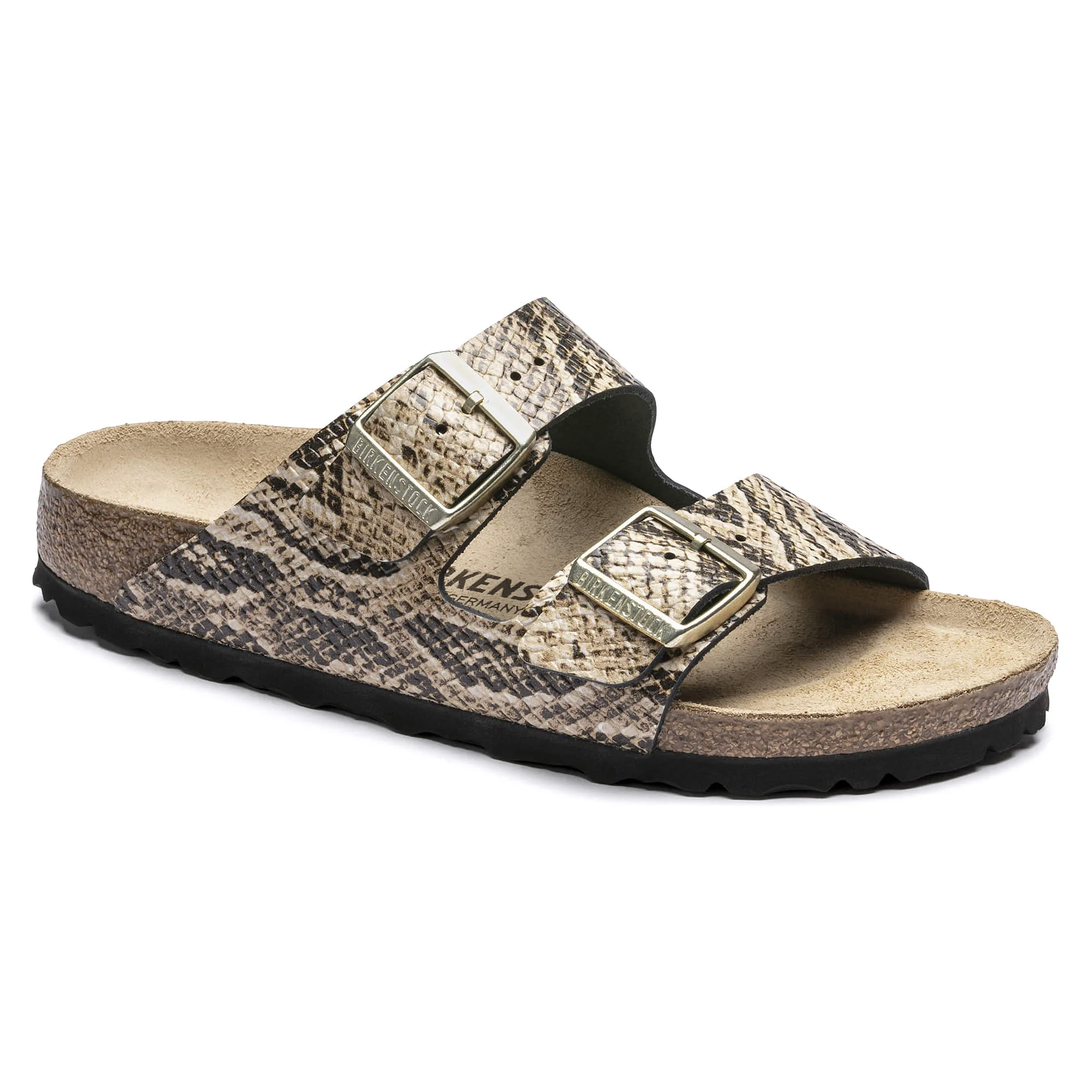 Official Birkenstock Arizona Embossed Leather Snake Beige Certified