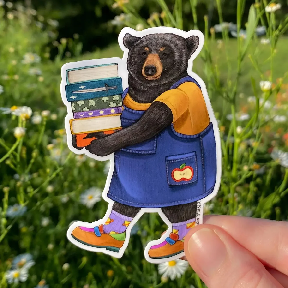 Detailed LiBEARian Black Bear Librarian Sticker Long-Lasting