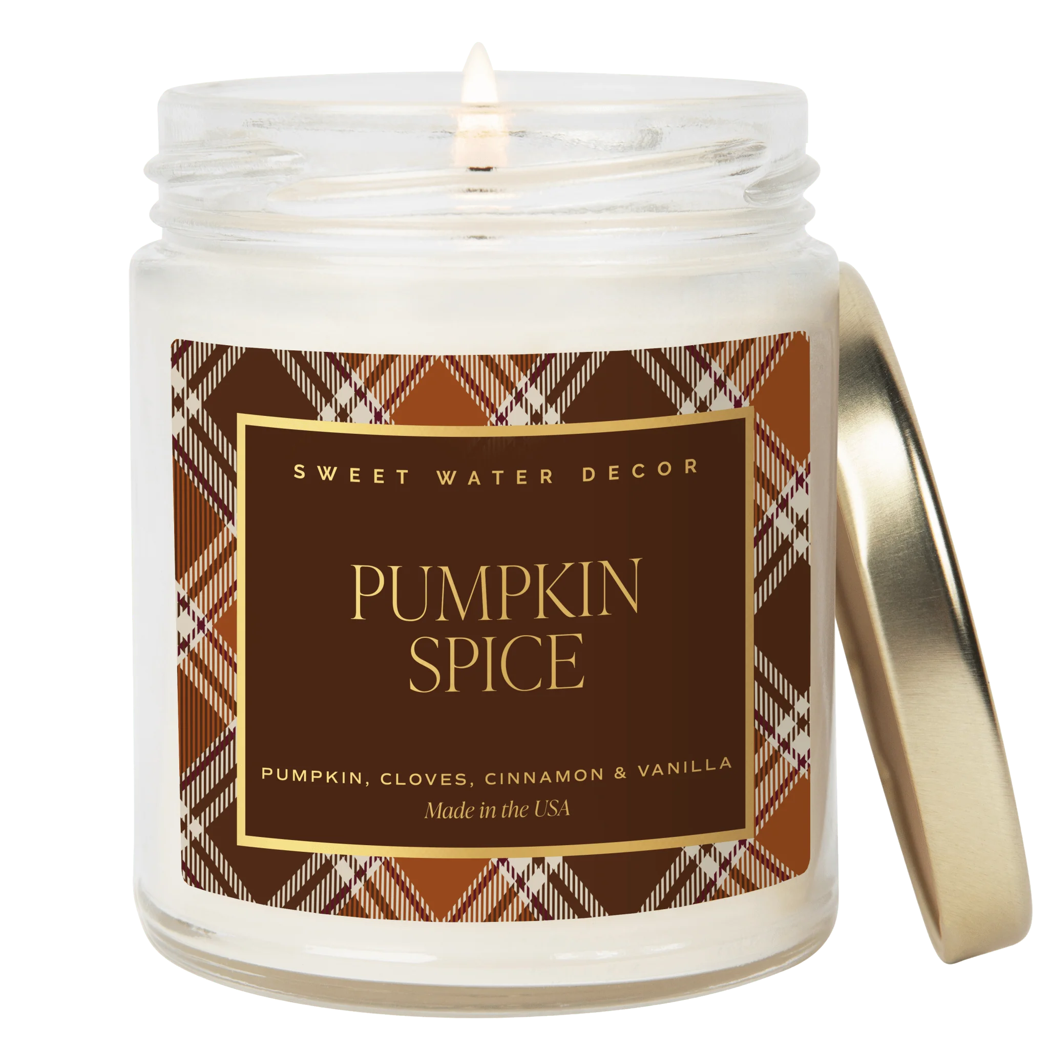 Smooth Pumpkin Spice Soy Candle - Patterned 9 oz - Clear Jar Modern