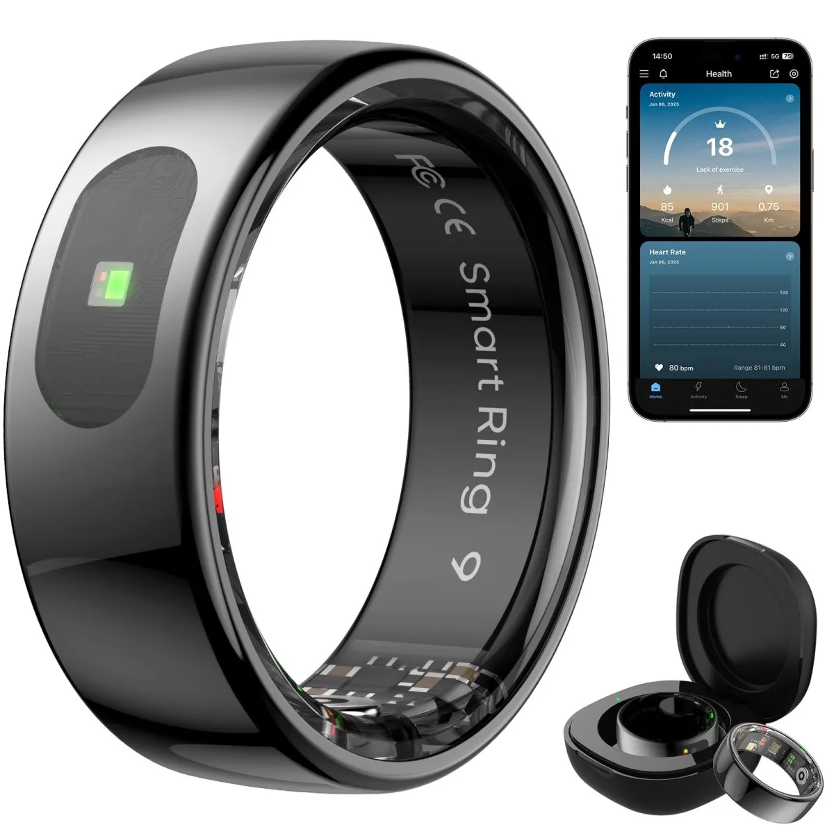 Practical Touch Control Smart Fitness Ring Environmentally Friendly
