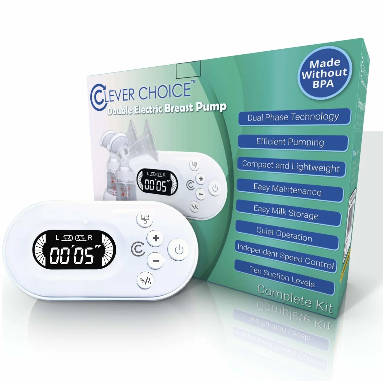 Breathable Clever Choice Double Electric Breast Pump Kit 1 Ea Natural