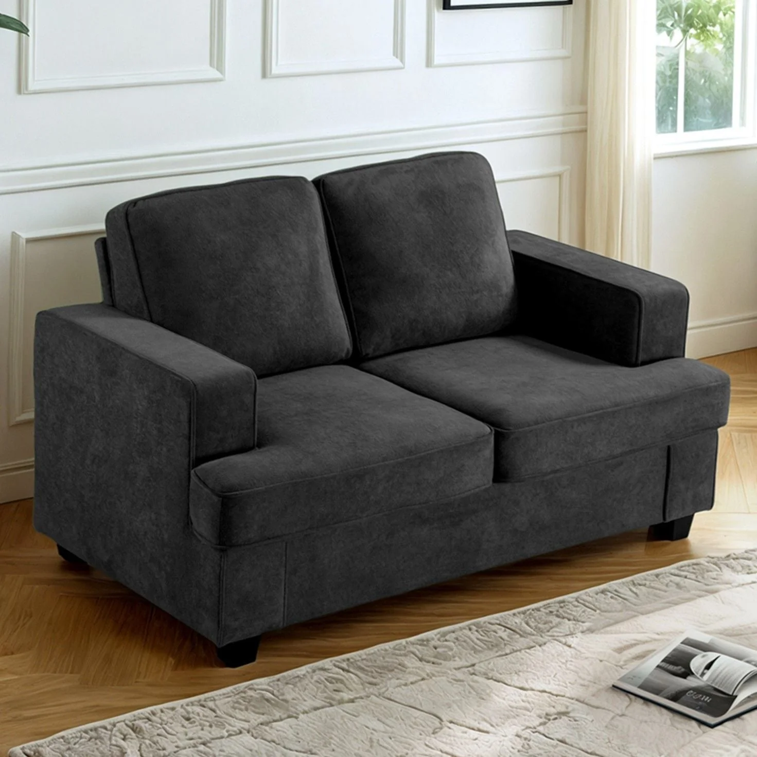 Efficient Modern Loveseat Comfortable 2 Seater Couch With Deep Seating Loose Back Cushions Wide Arms Artisan