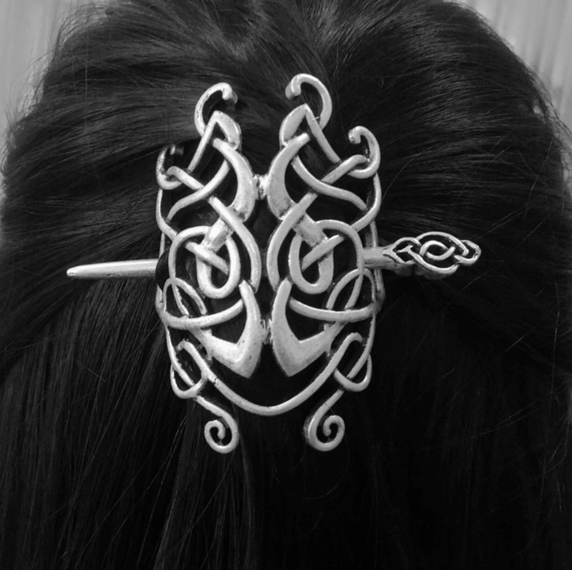 Versatile Silvertone Infinity Knot Hair Pin Functional