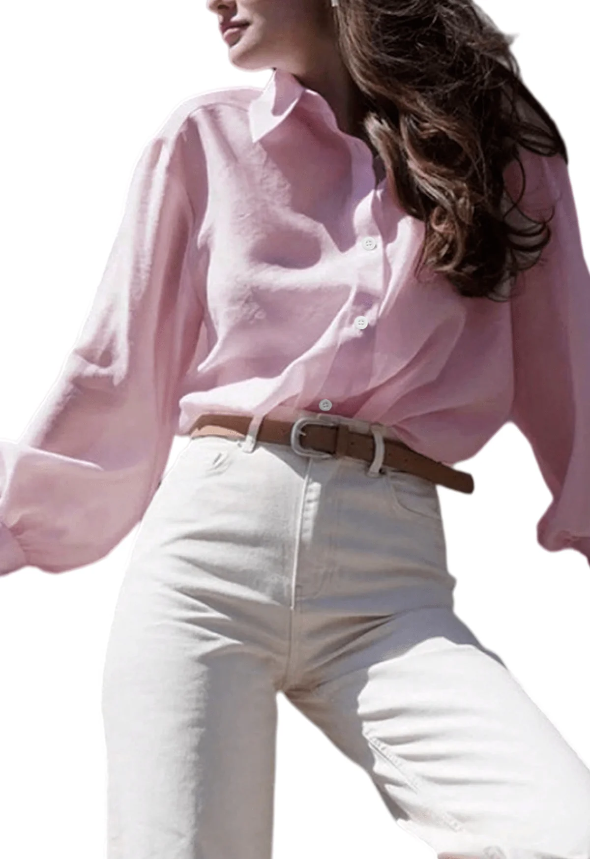 Authentic Chic YC Women's Satin Button Down Shirt Long Puff Sleeve Casual Work Blouse for Spring Summer Proven