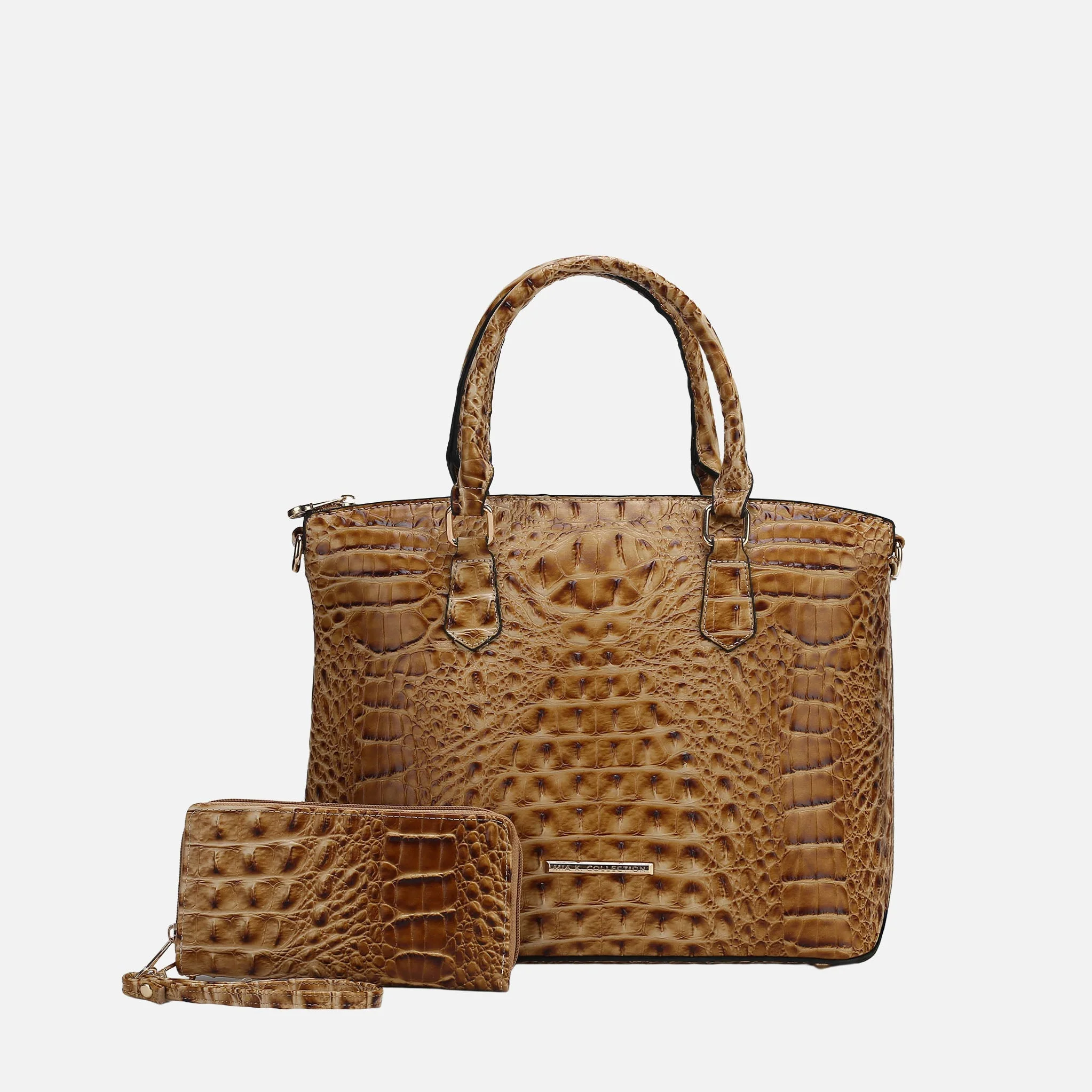 Organic MKF Collection by Mia K. - Liora Croc Embossed Tote Bag and Set Enhanced