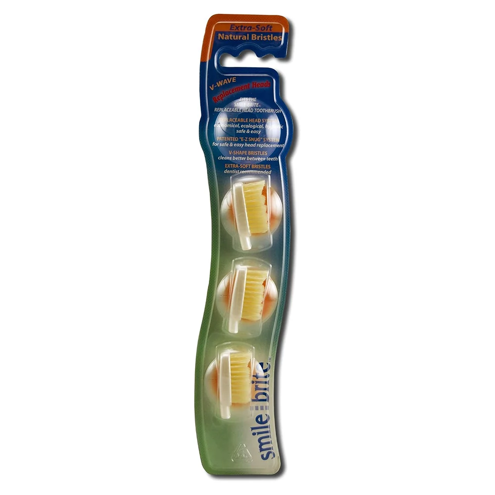 World-Class Smile Brite Toothbrushes V-Wave Heads Extra Soft 3 Ea Proven