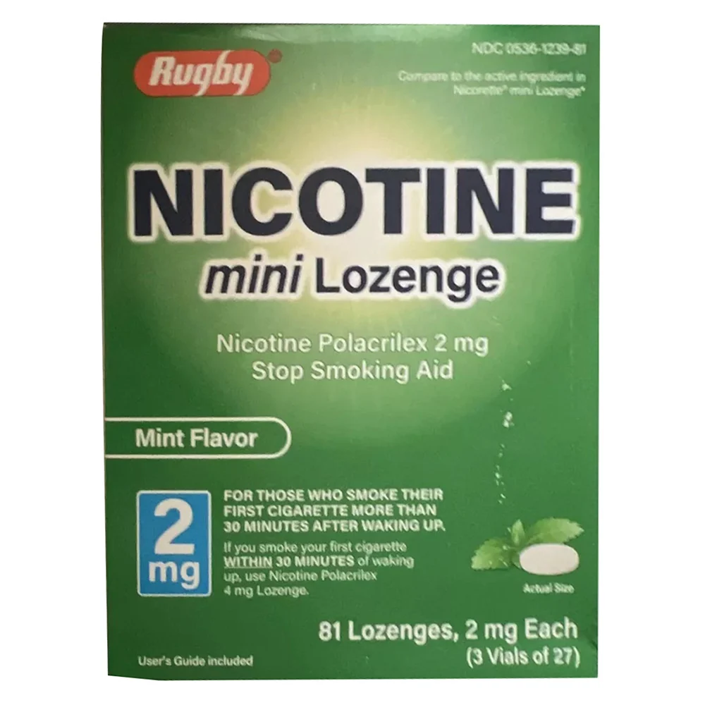 Trusted Rugby Nicotine Polacrilex Mini Lozenge Stop Smoking Aid 2 Mg Mint Flavor 81 Ea Green