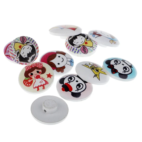 Solid Maxbell 50 Pieces Assorted Mushroom Shape Round Wooden Buttons for Sewing DIY Craft 22mm Traditional