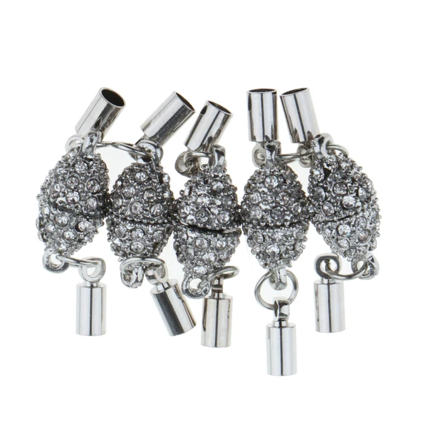 Responsible Maxbell 5 Pieces Rhinestone Inlay Magnetic Clasps for Necklace Bracelet Connector Long-Lasting
