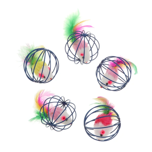 Soft Maxbell 5Pcs Fun Gift Play Playing Toys False Mouse in Rat Cage Ball For Pet Cat Kitten Top-Quality