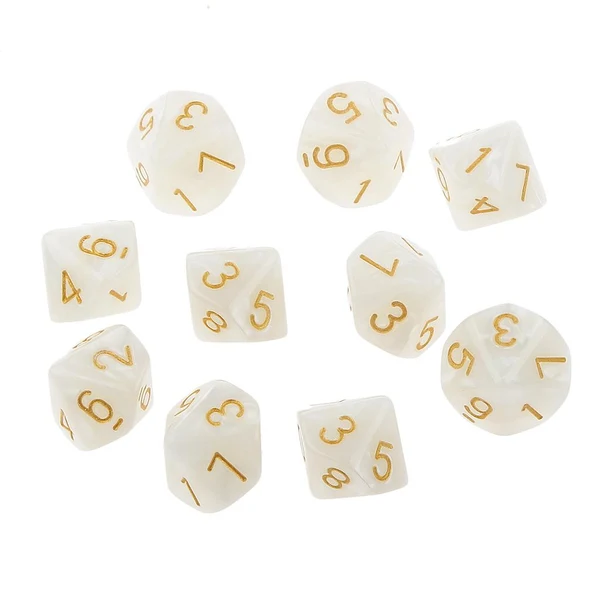 Environmentally Friendly Maxbell Pack of 10pcs Pearl White D10 Ten Sided Game Dice D D TRPG Games Party Supplies Toys Luxury