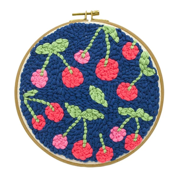 Functional Maxbell Punch Needle Kits with Punch Embroidery Wood Hoop DIY Crafts Cherry Responsible