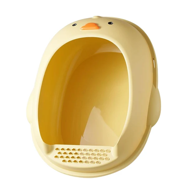 Top-Quality Maxbell Cat Litter Boxes Indoor Cats Semi Enclosed for Bunny Kitten Small Animals Yellow Pure