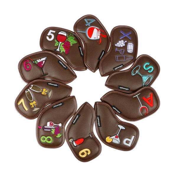 Versatile Maxbell Golf Iron Head Covers Guard 4 5 6 7 8 9 A S P x Waterproof Embroidered Coffee High-Performance