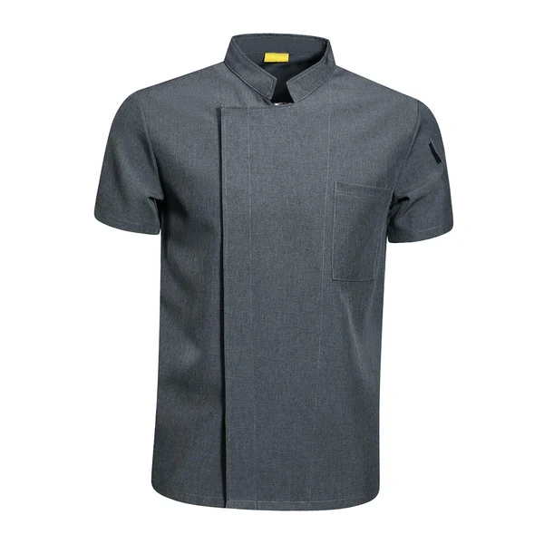 Sustainable Maxbell Chef Coat Short Sleeve chef Jacket for Restaurant Bakery Grey L Pure