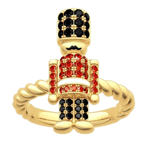 Authentic Maxbell Vintage Nutcracker Shaped Rings Simple Inlaid for Couples Friends Teens 11 Soft