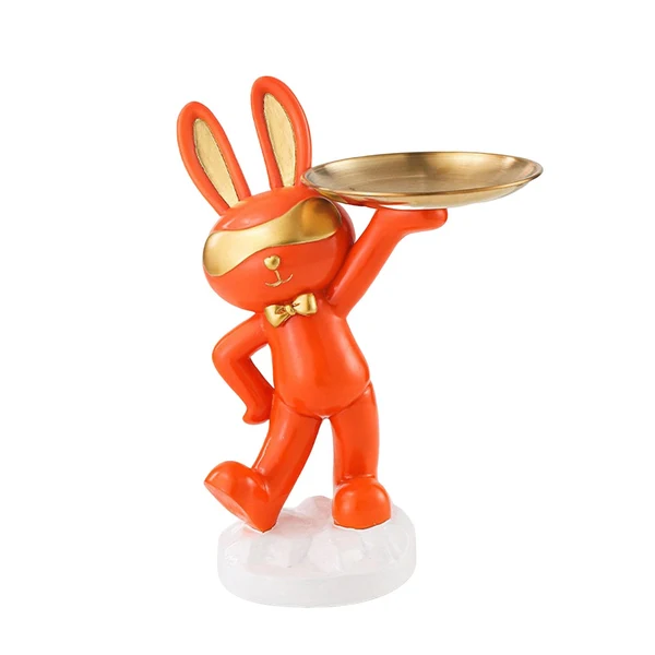 Proven Maxbell Chinese Style Rabbit Figurine Art Crafts Jewelry Tray for Party Table Decor Orange Advanced