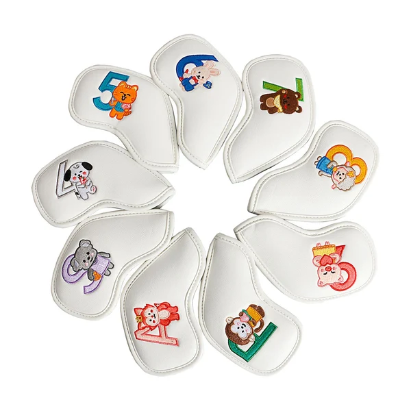 High-End Maxbell 9Pcs Golf Iron Headcover Set Golf Club Head Cover Sleeve for Outdoor Sports White Artisan