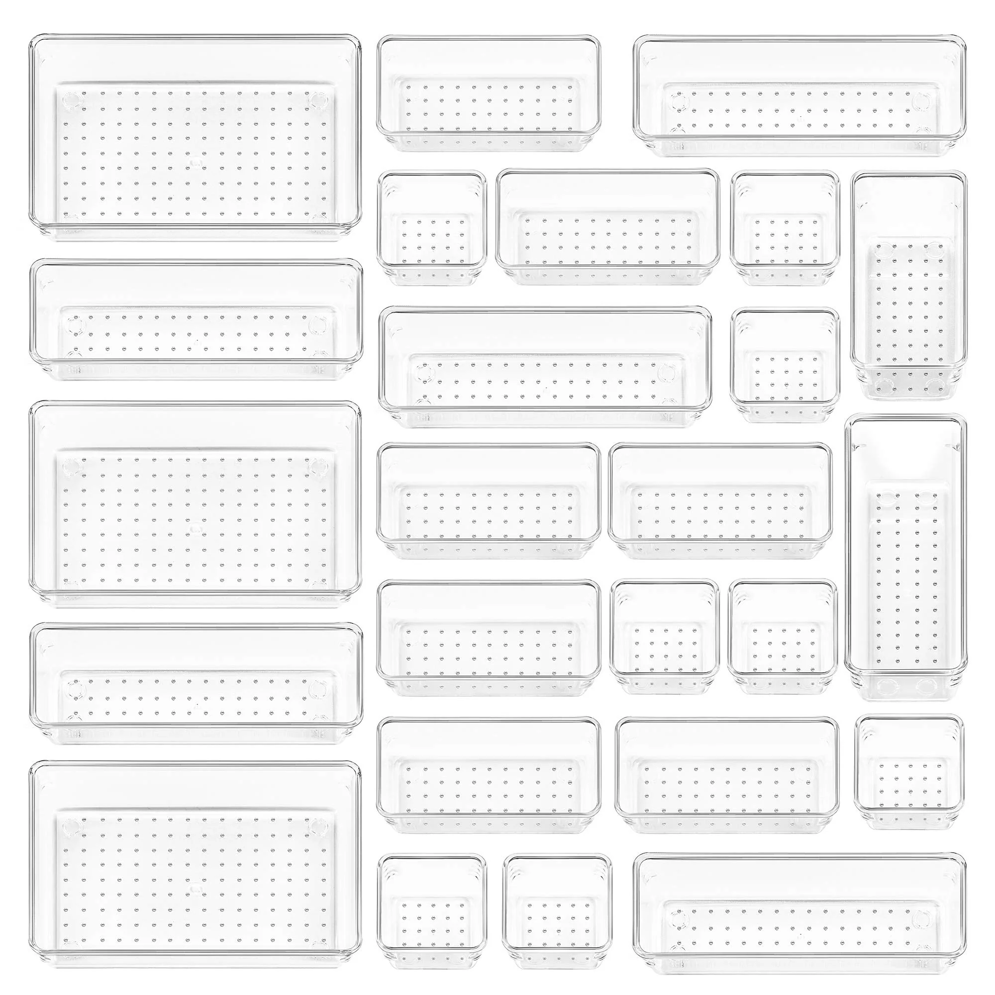 Clean Vtopmart 25PCS Clear Drawer Organizer Set – 4 Sizes for Bathroom Kitchen Makeup Utensils Office Vanity Storage Bins Fine Crafted
