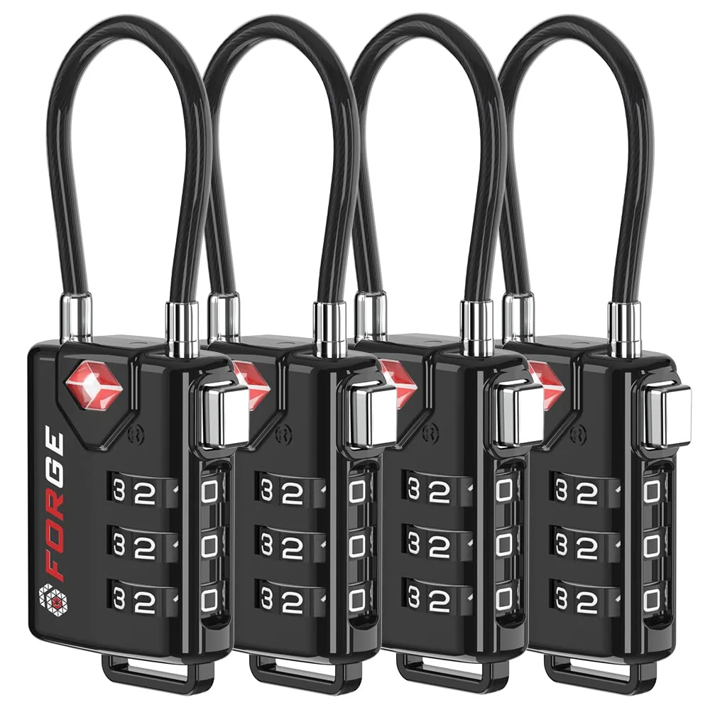 World-Class TSA Cable Luggage Locks Re-settable Combination with Alloy Body Proven