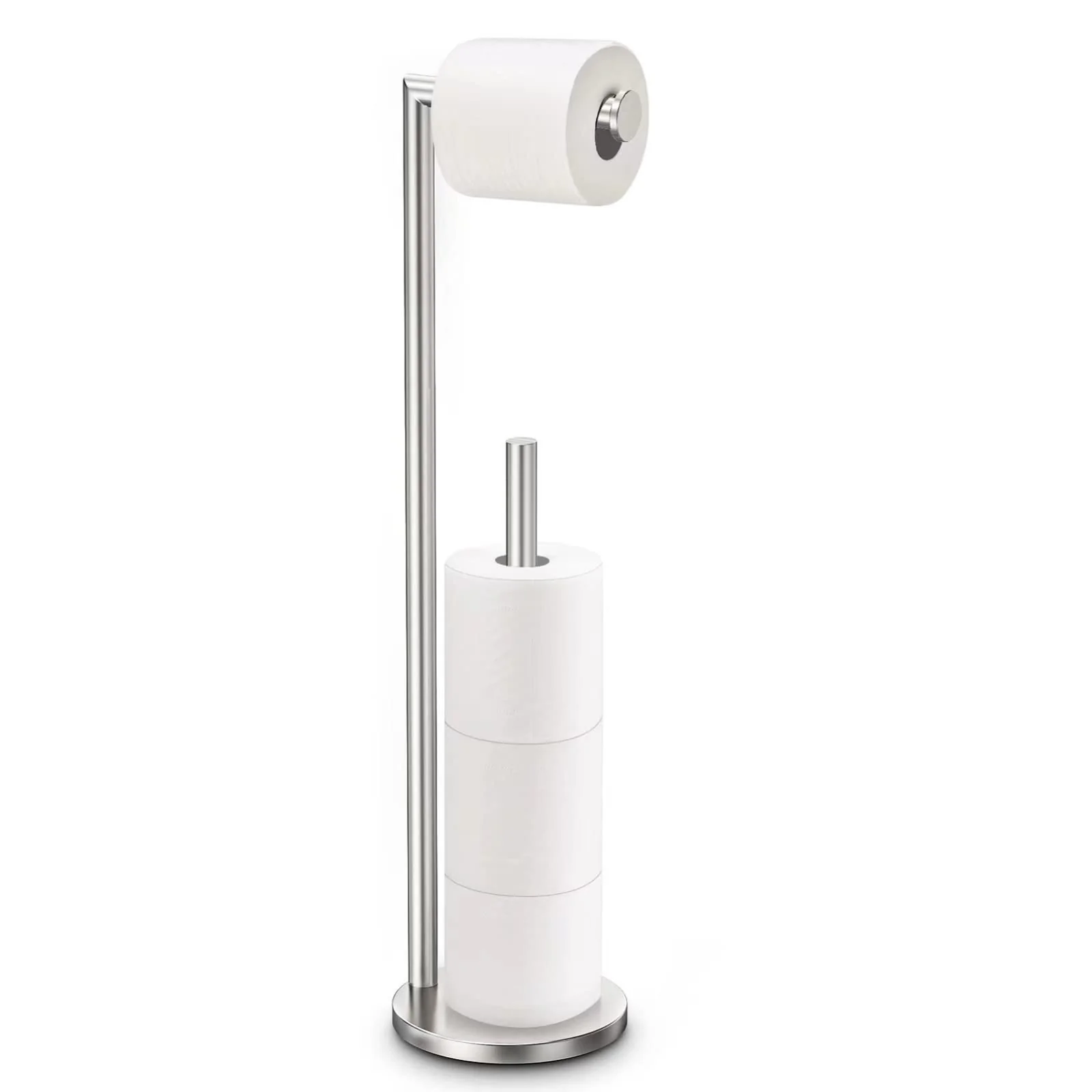 Unique Toilet Paper Holder Stand Toilet Paper Stand Brushed Nickel Standing Toilet Paper Holder Toilet Paper Storage by Bathth Premium Material