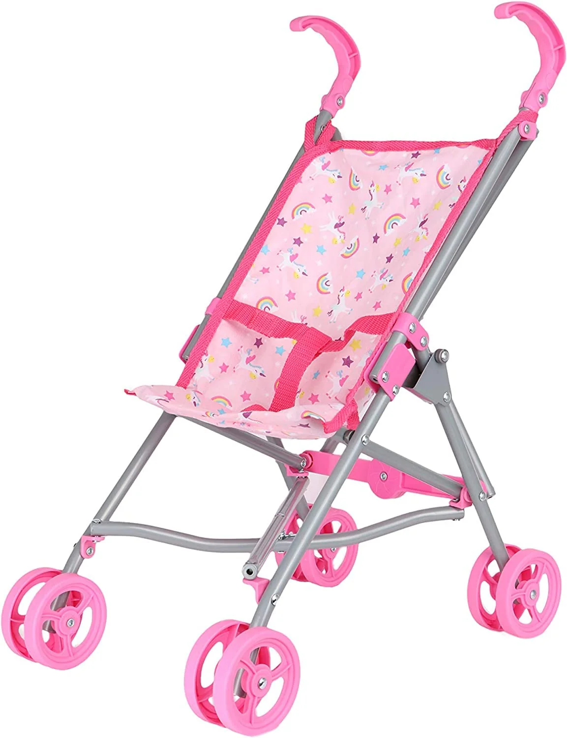 Specialty Dream Collection Doll Stroller - Metal Fold Up and Down Umbrella Stroller for istic Pretend Play Pink - 23 Natural