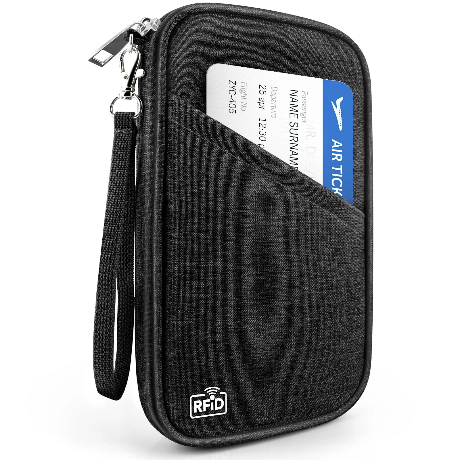 Natural RFID Passport Holder Travel Wallet – Waterproof Family Organizer for Cards ID Money Tickets Boarding Pass with Zipper Expertly Made