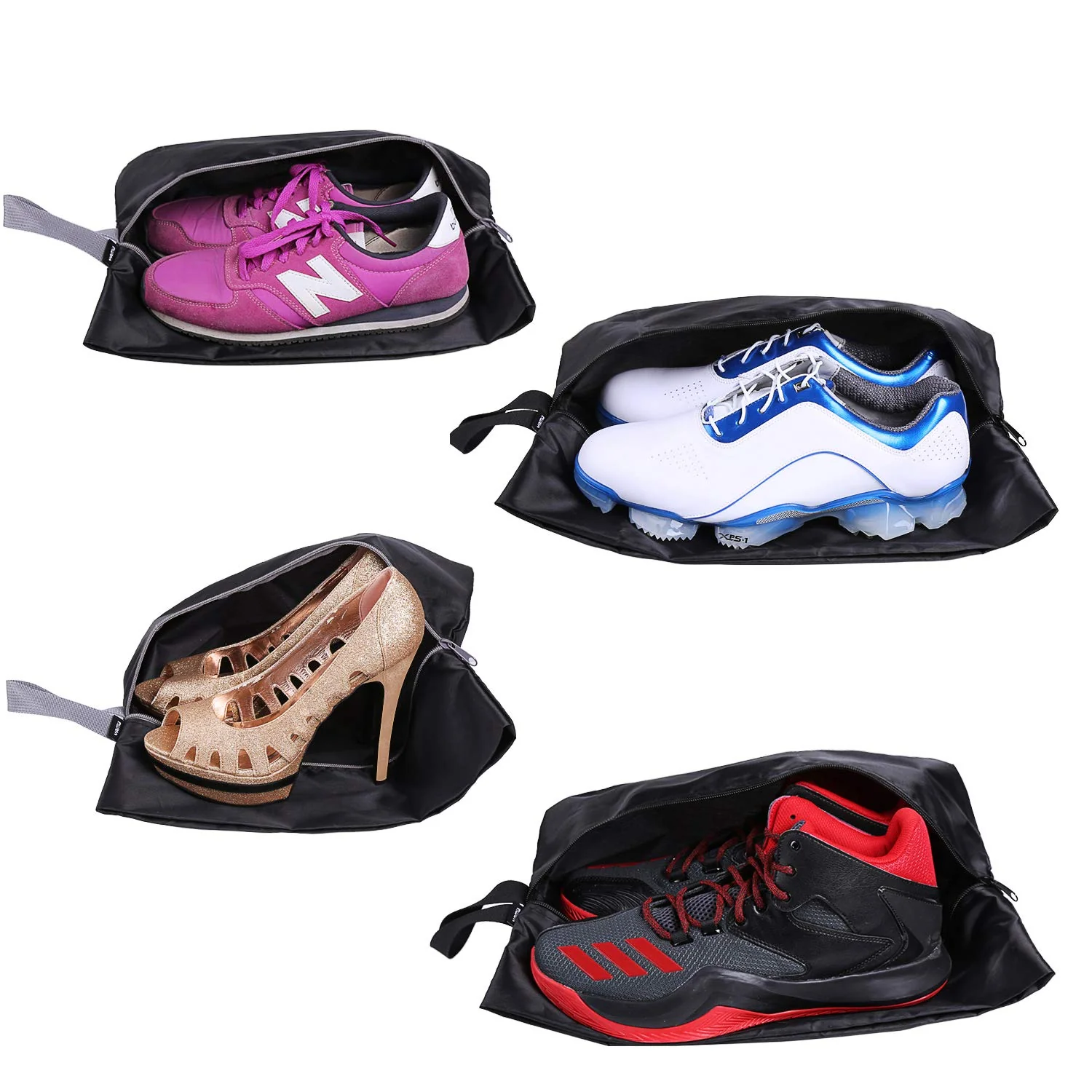 Natural YAMIU Travel Shoe Bags Set of 4 Waterproof Nylon with Zipper for Men Women Black Unique