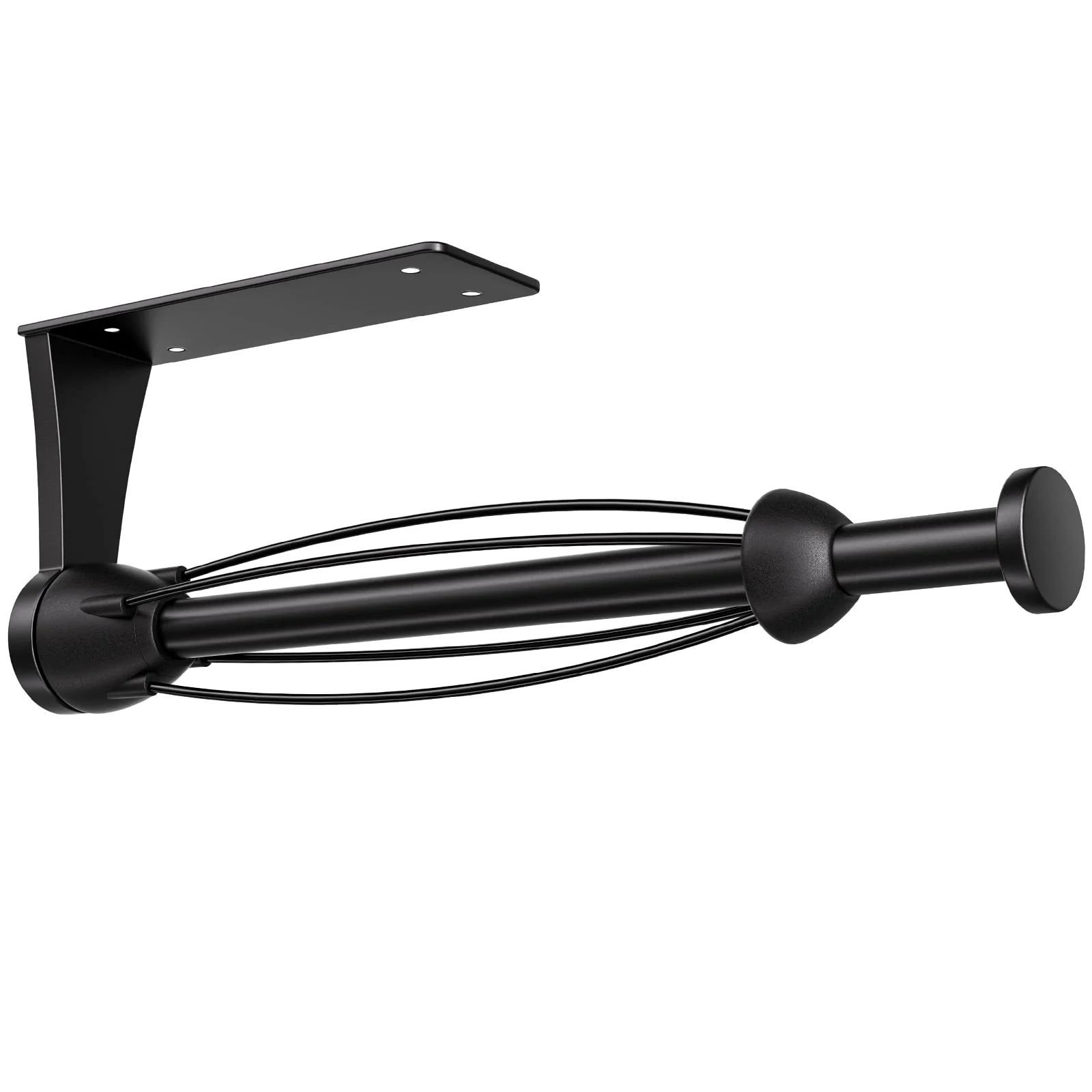 World-Class Paper Towel Holder Under Cabinet Single Hand Operable Wall Mount with Damping Effect Self-Adhesive or Drilled for Kitchen Bathroom Black Fast
