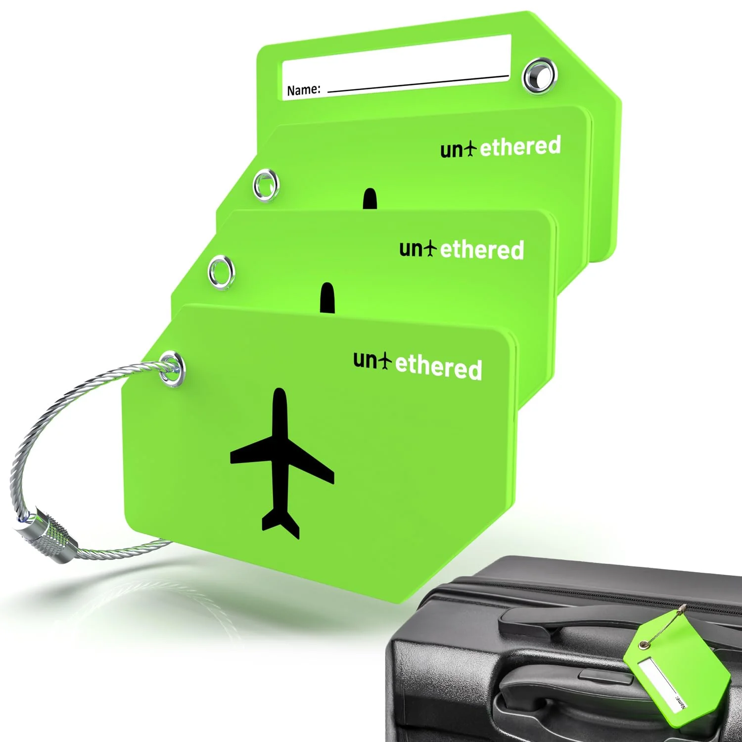 Unique Untethered 4-Pack Luggage Tag Set Durable ID Tags for Suitcases Travel Bags Name Identifiers for Easy Bag Recognition Fashionable