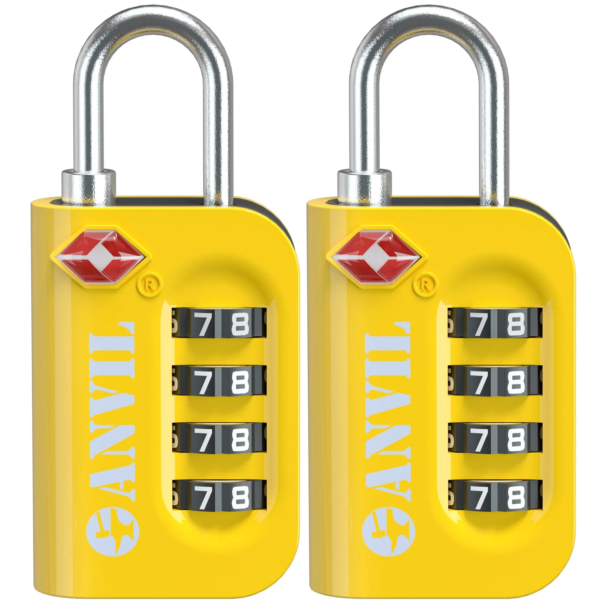 Green ANVIL TSA Luggage Lock – 4-Digit Combo with Easy-Read Window for Suitcases Backpacks Lockers – Yellow 2 Pack Genuine