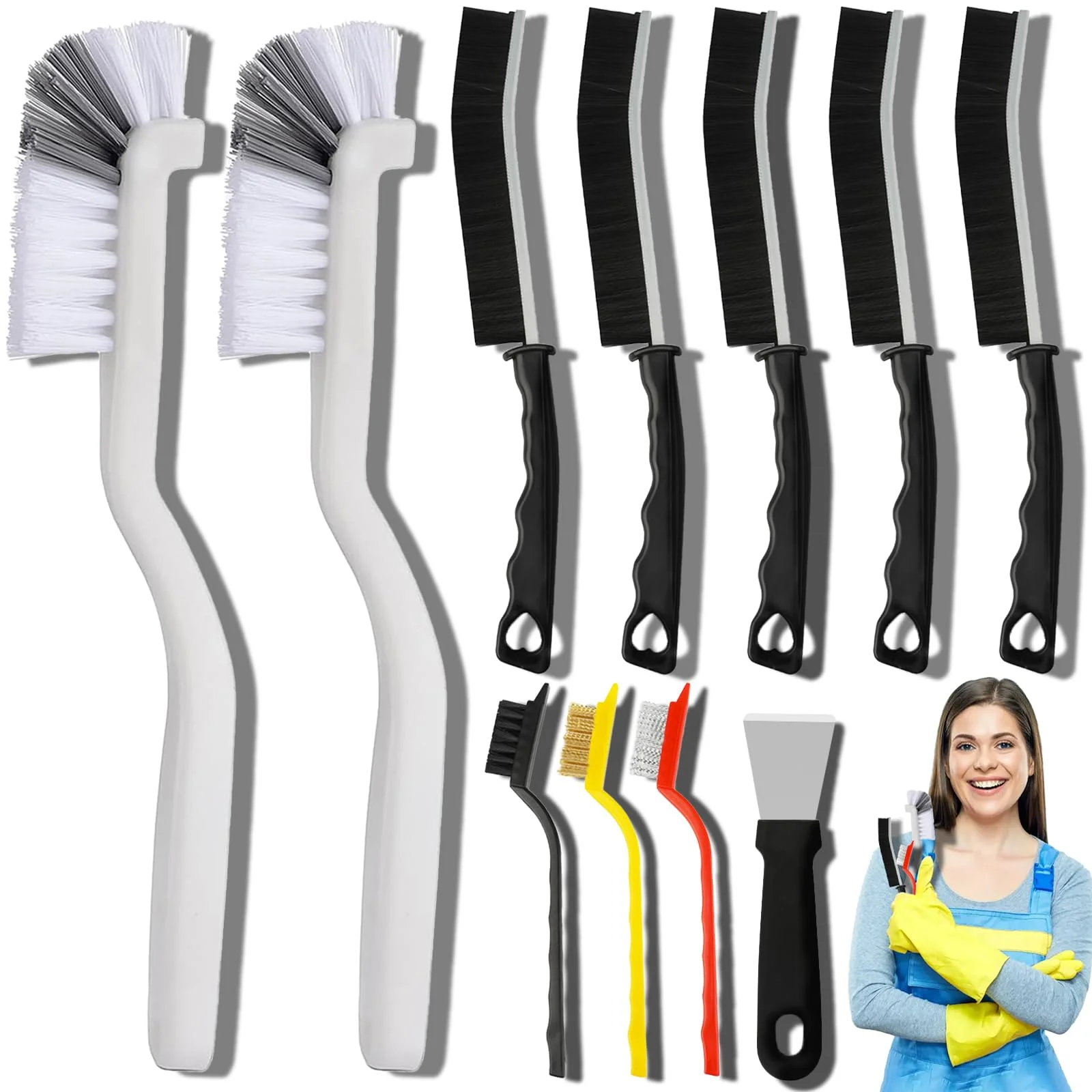 Sophisticated Dfacio 11Pcs Crevice Cleaning Brush Set Hard Bristle Cleaning Supplies for Kitchen Bathroom Corner Grout Sink Cup Teapot Bottle Blender Trusted